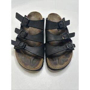 Birkenstock Birki's Florida Fresh Black Leather 3 Strap Sandals Size L7 M5